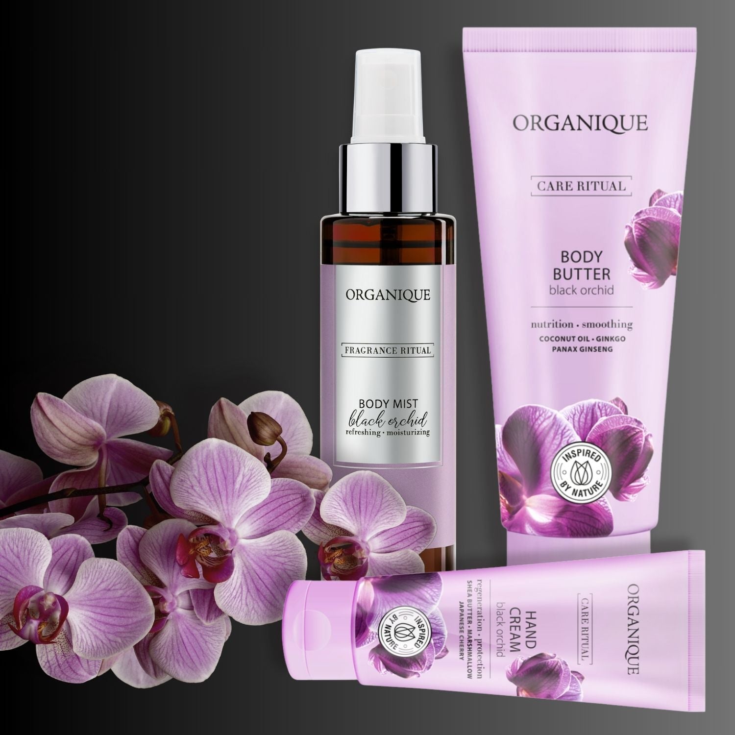 ORGANIQUE Black Orchid Set STAPLE| Body Butter Moisturiser + Body Mist + Hand Cream