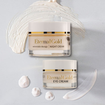 ORGANIQUE Eternal Gold Skincare Duo NIGHT TIME| Night Cream Moisturiser + Anti-Wrinkle Eye Cream