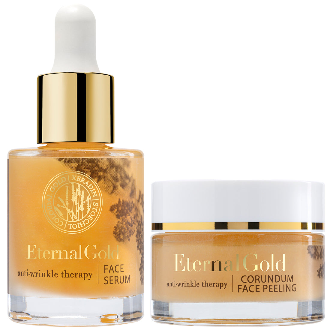 ORGANIQUE Eternal Gold Skincare Duo RENEWAL| Face Serum + Corundum Peeling